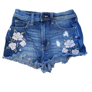 3/$15 Hollister Highrise Vintage Shorts Cutoff Shorts w/Floral Patches Size 23